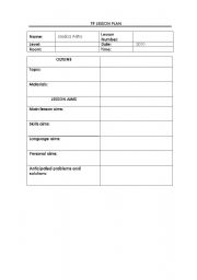 English Worksheet: Lesson Plan Template