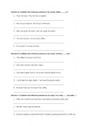 English Worksheet: neither either both not only but also