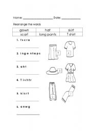 English worksheet: clothes