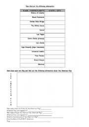 English worksheet: the USA geography history money and states N2