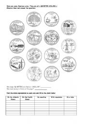 English Worksheet: the USA geography history money and states N3