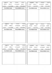 English Worksheet: Countable and uncontable (food)