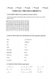 English worksheet: vehicles