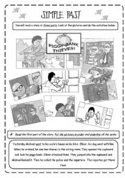English Worksheet: PAST SIMPLE  PART 1  2 PAGES  EDITABLE  B&W