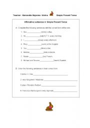 English worksheet: Simple present tense