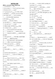 English Worksheet: Articles