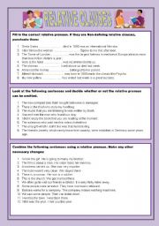 English Worksheet: RELATIVE CLAUSES