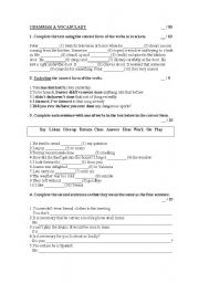 English Worksheet: Pre-Intermediate Grammar test