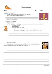 English worksheet: Garfields Daily Routine
