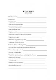 English Worksheet: The King and I Study Guide