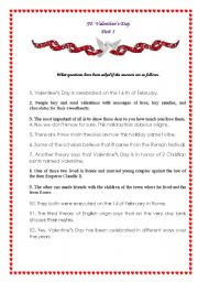 English Worksheet: St.Valentines Day part 3