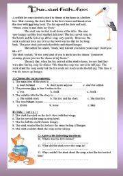 English Worksheet: The selfish fox