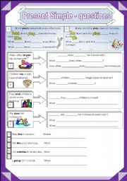 English Worksheet: Layout + Present Simple - question making