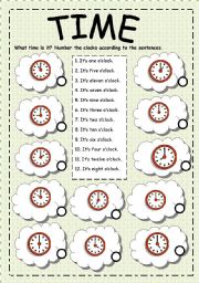 English Worksheet: TIME