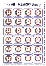 English Worksheet: TIME - MEMORY GAME