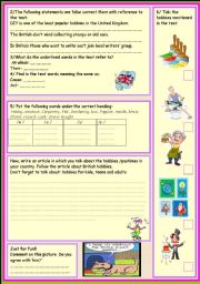 English Worksheet: hobbies and pastimes part2