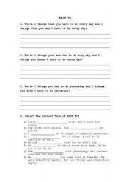 English Worksheet: HAVE TO