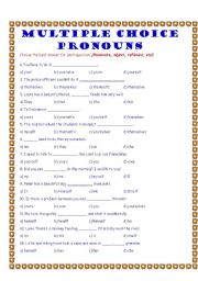 English Worksheet: Pronouns Multiple Choice