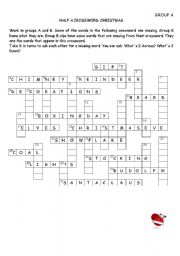 English Worksheet: Half a crossword: Christmas