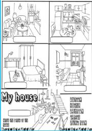 English Worksheet: parts of the house