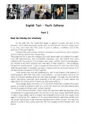 English Worksheet: Youth Cultures