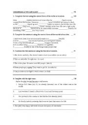 English Worksheet: Intermediate Grammar test 