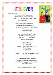English worksheet: song IT`S OVER BY BENJAMIN ROJAS