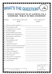 English Worksheet: Reverse Q&A WS & Cards