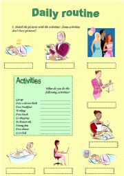 English Worksheet: Daily routine - Guided writing (2 pages)