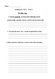 English Worksheet: Prefix 