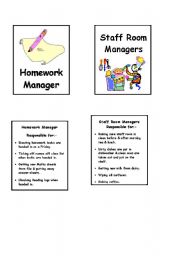 English Worksheet: Duty cards for display 1