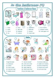 English Worksheet: In the bathroom 1 (editable)