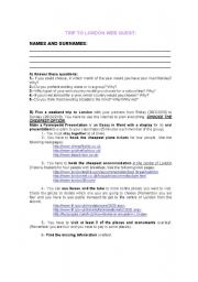 English Worksheet: LONDON WEB QUEST