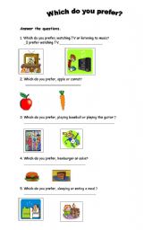 English Worksheet: PREFER