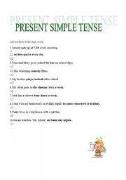 English worksheet: present simple tense/ask questions