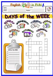 English Worksheet: Days Of the Week 2