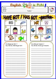 English Worksheet: Have Got /Has got interrogative form