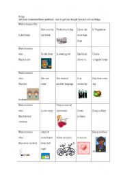 English Worksheet: find someone who bingo