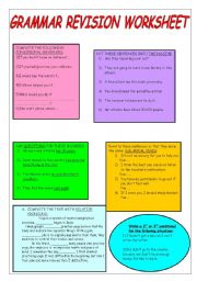 English Worksheet: GRAMMAR REVISION WORKSHEET