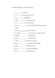 English worksheet: like,would like...