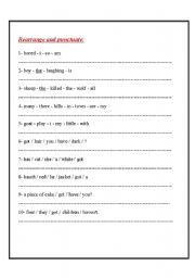 English worksheet: rearrange