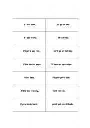 English worksheet: cut-and-match cards for zero conditional