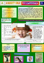 English Worksheet: A NAUGHTY CHILD - TEXT COMPREHENSION - ONE PAGE
