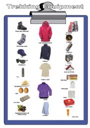 English Worksheet: Trekking Equipment - Pictionary