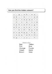 English Worksheet: Wordsearch - Colours