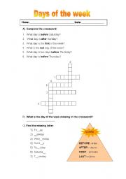 English Worksheet: Days of the week