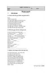 English Worksheet: Radio Ga Ga