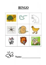 English Worksheet: Bingo animals