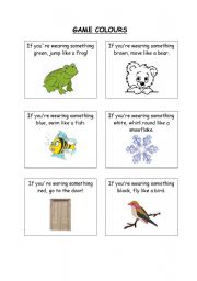 English Worksheet: colours game