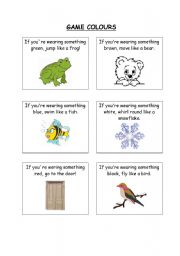 English worksheet: colours game